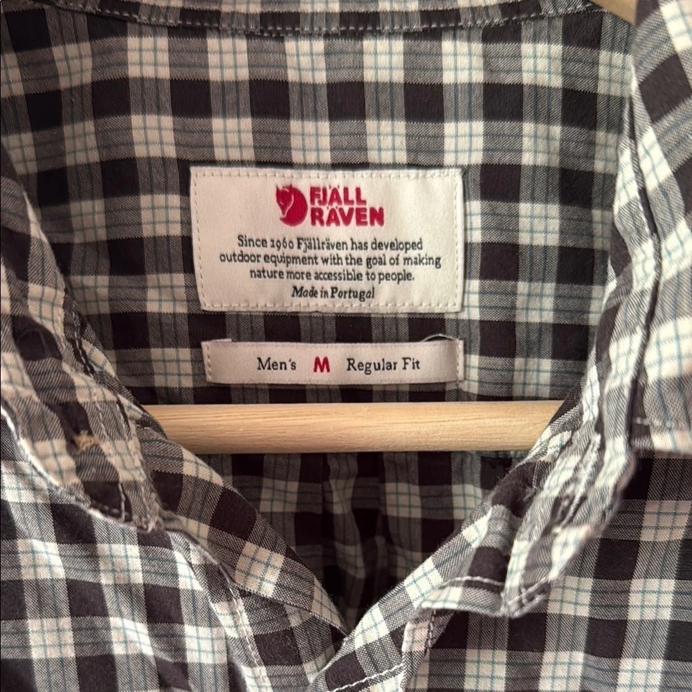 Fjallraven sz M checked plaid High Coast Black white Button Down Shirt